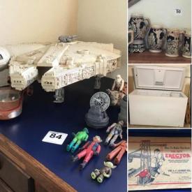 MaxSold Auction: This online auction features Ethan Allen Couch, Carved wood, Vintage Amber glass, Turn of Century Buffet, Wood cabinet, Miniature pitchers, Plated silver Collection, Bakeware, Japanese rice jar, and more!!!